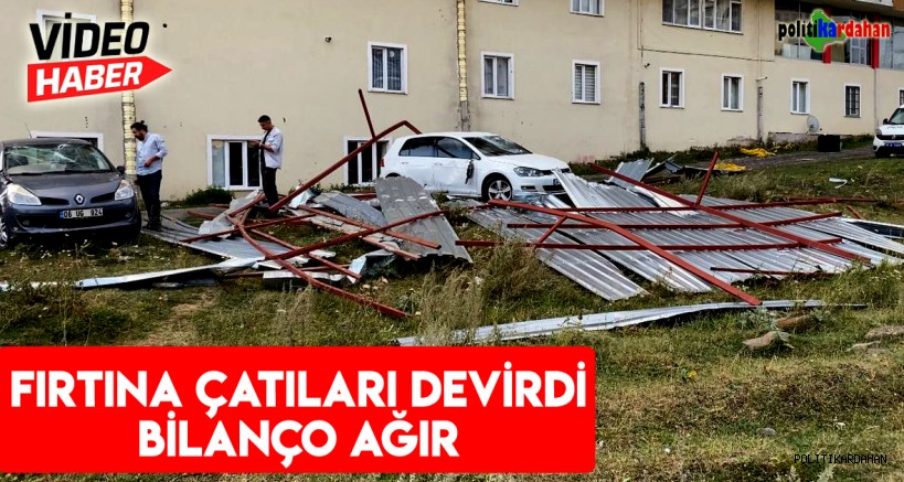 Ardahan'da fırtına… Çatılar uçtu, otomobiller hasar gördü